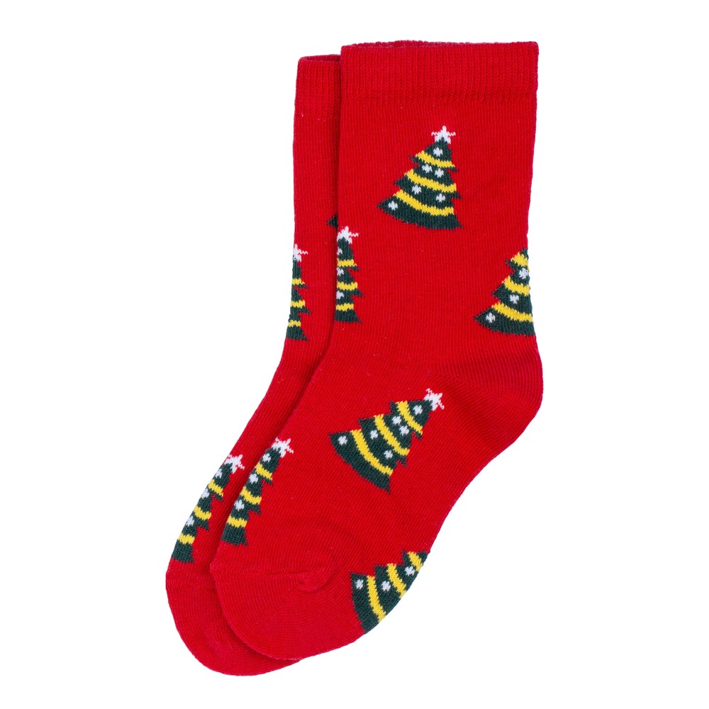 Socks cotton & spandex kids christmas tree age 7-9 red