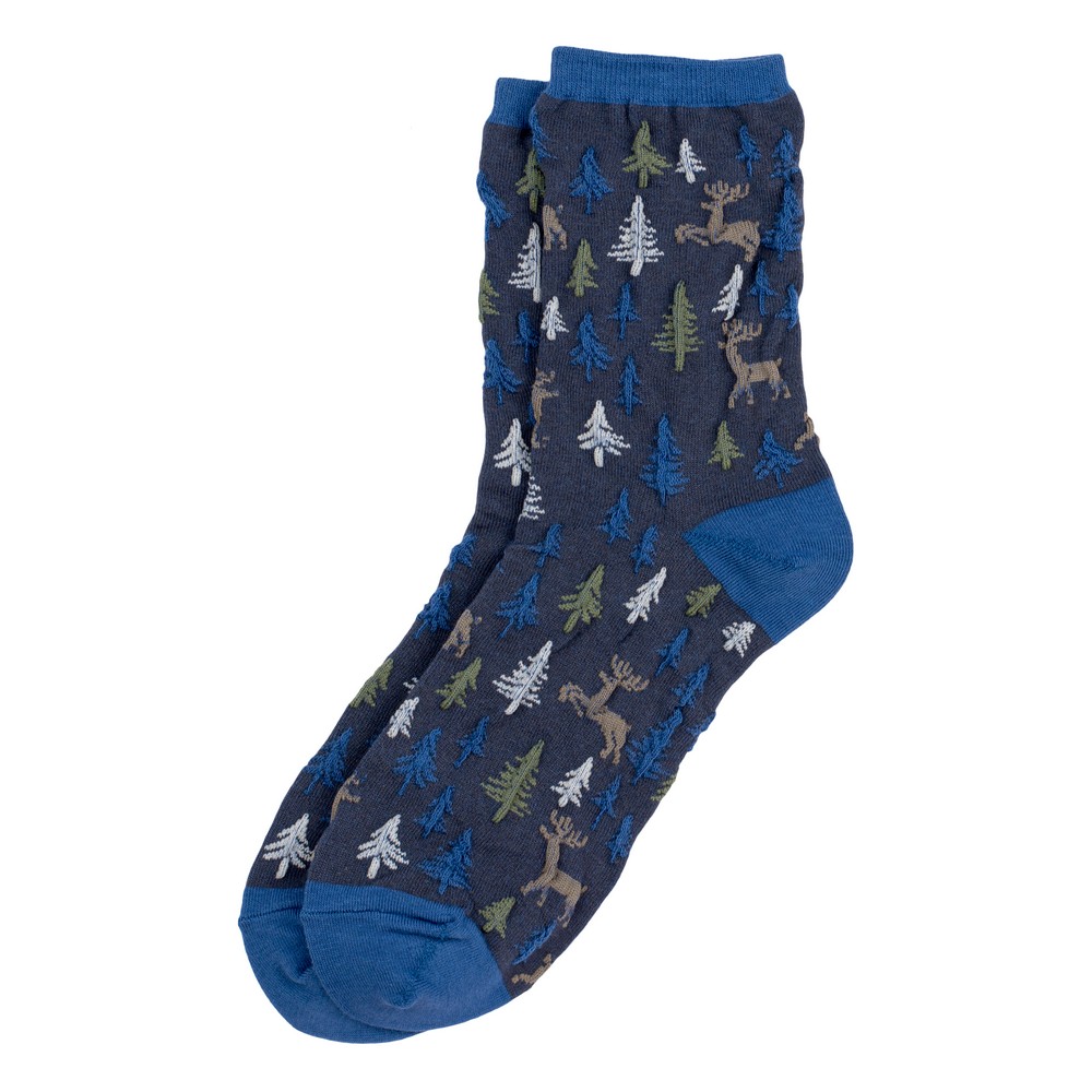 Socks cotton & spandex nordic forest dark blue