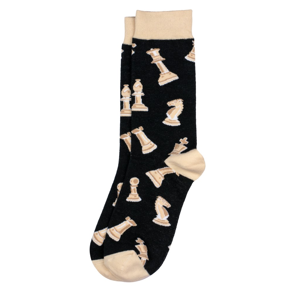 Socks cotton & spandex gents chess pieces black