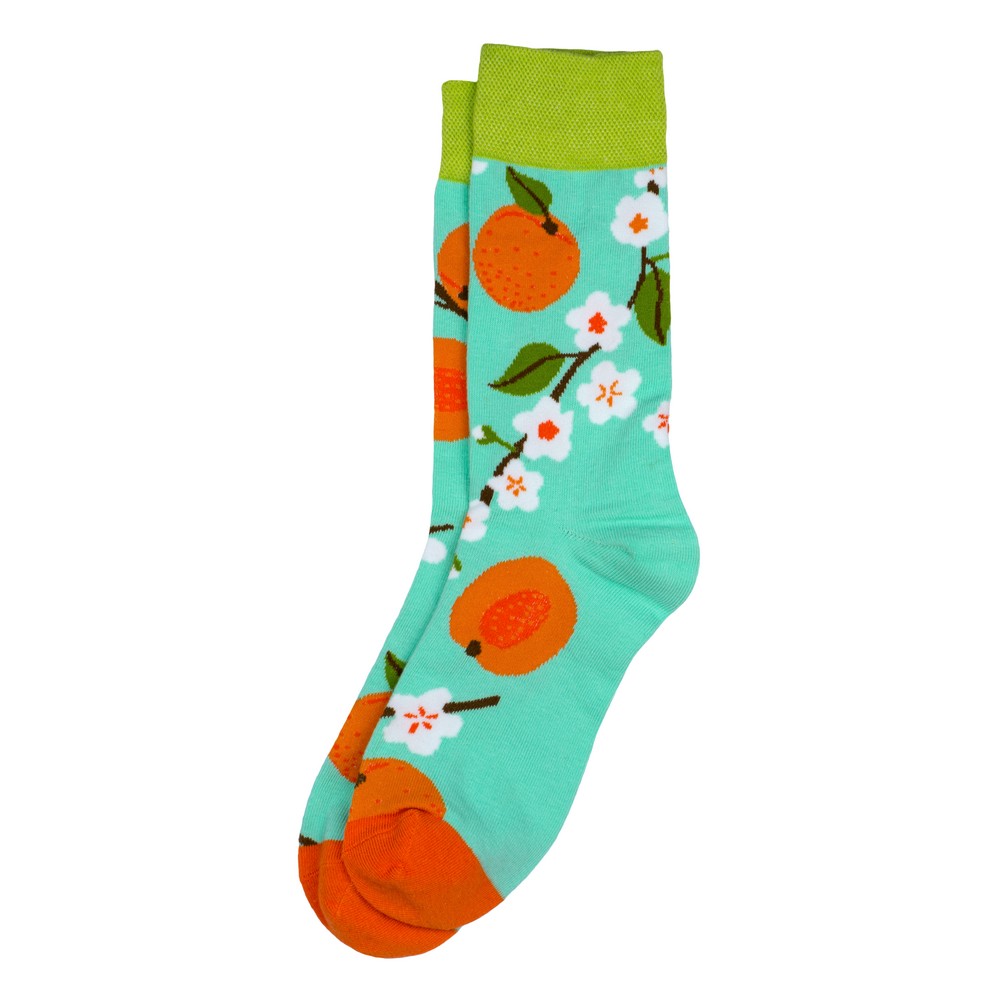 Socks cotton peach blossom tree green