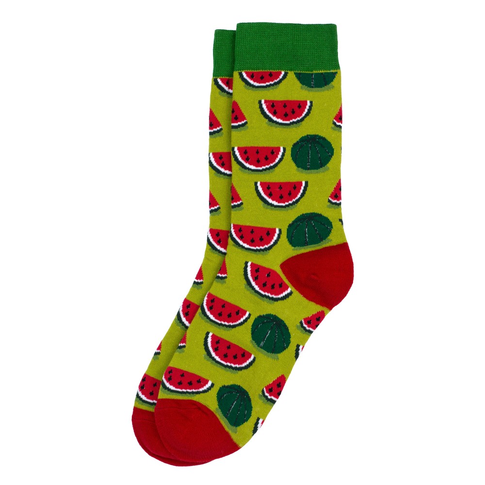 Socks cotton watermelon slice green