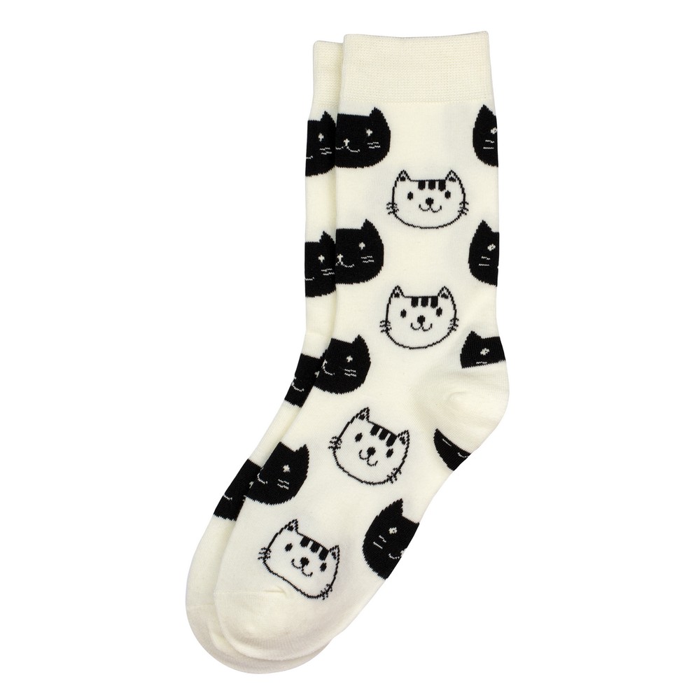 Socks cotton cutie cat black & white