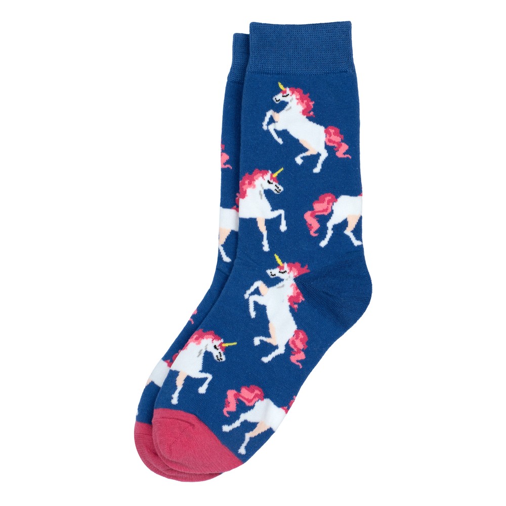 Socks cotton prancing unicorns blue