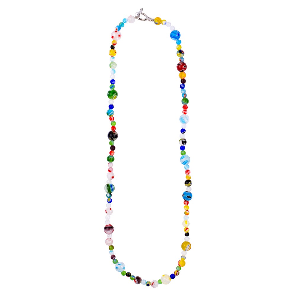 Necklace glass millefiori round multicoloured