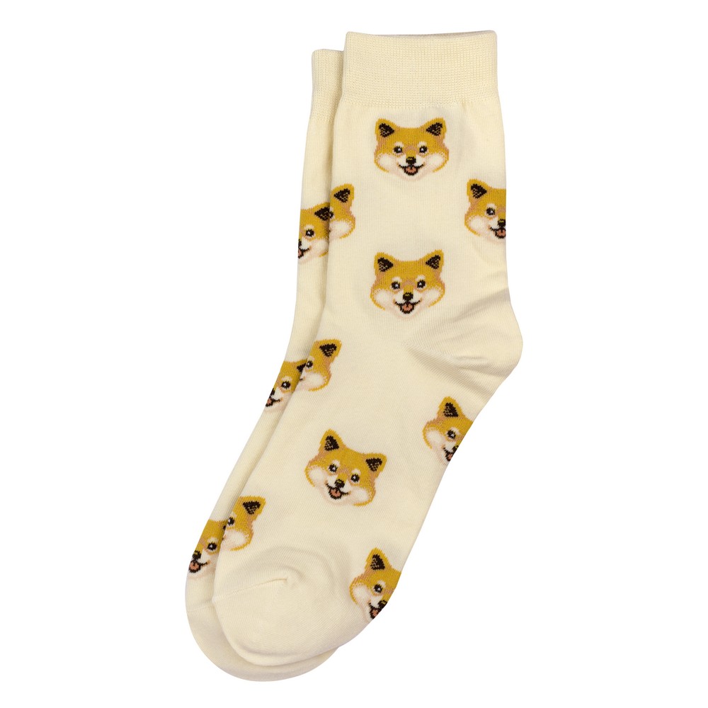 Socks cotton & spandex mini dogs corgi off-white