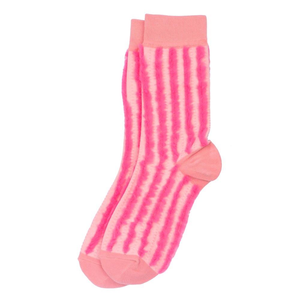 Socks cotton fluffy ribbed pink