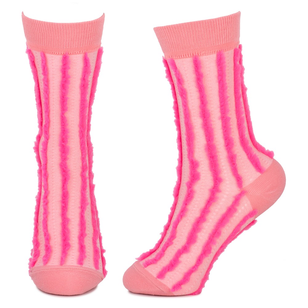 Socks cotton fluffy ribbed pink - Image 2