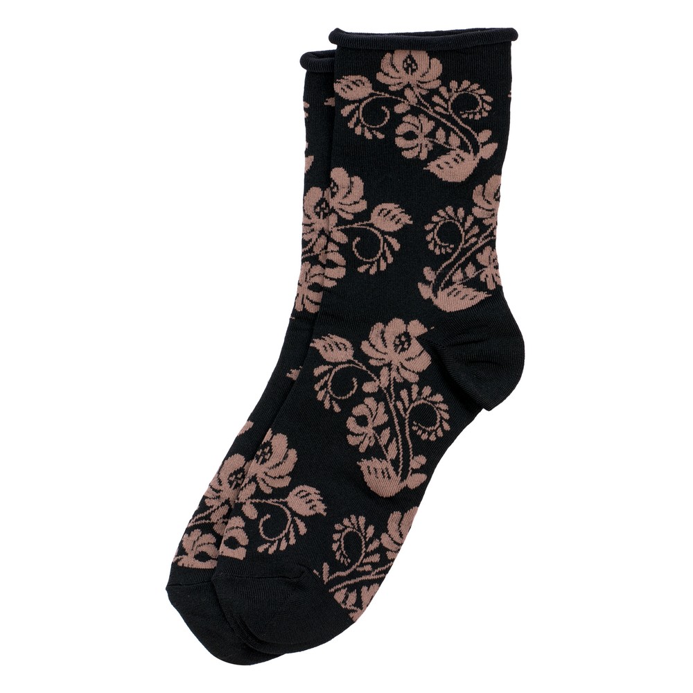 Socks baroque flowers black