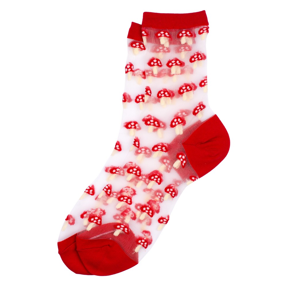 Socks sheer mushroom red