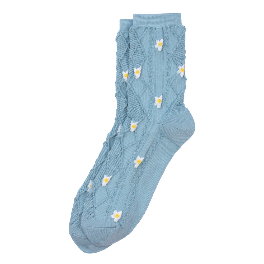 Socks cotton & spandex diamond daisy blue