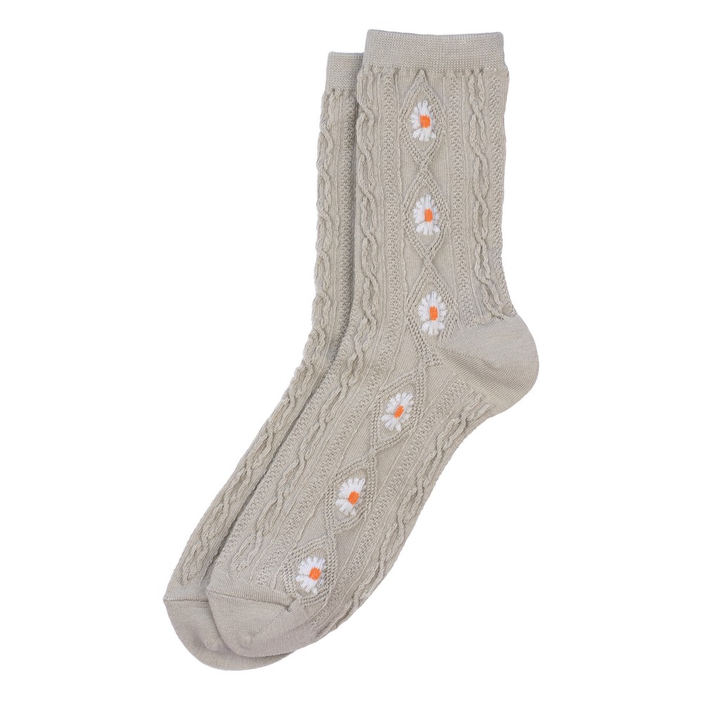 Socks cotton & spandex daisy chain grey