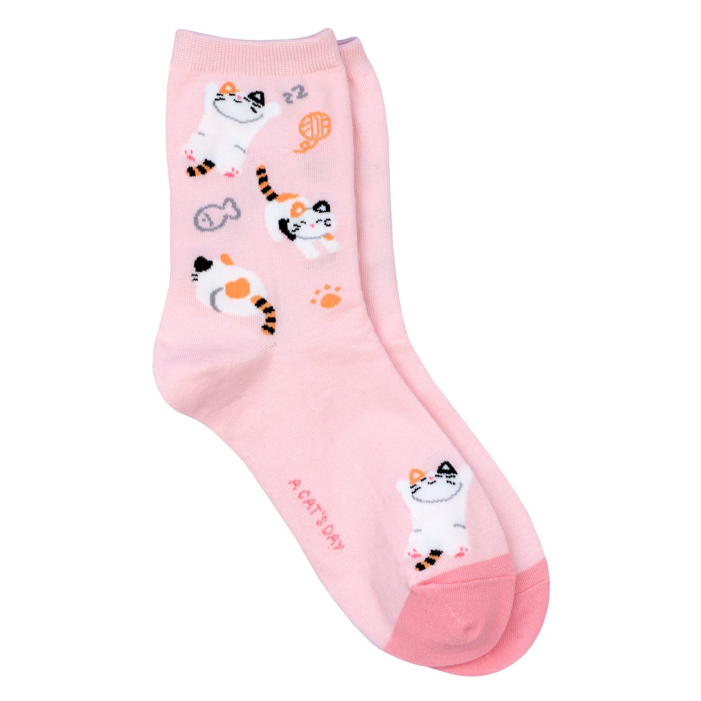 Socks cotton & spandex cat nap pink