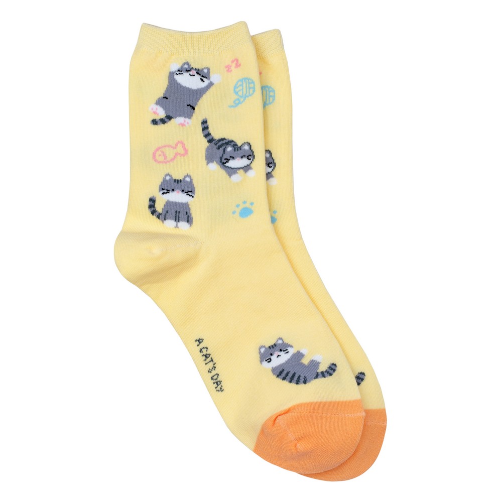 Socks cotton & spandex cat nap yellow