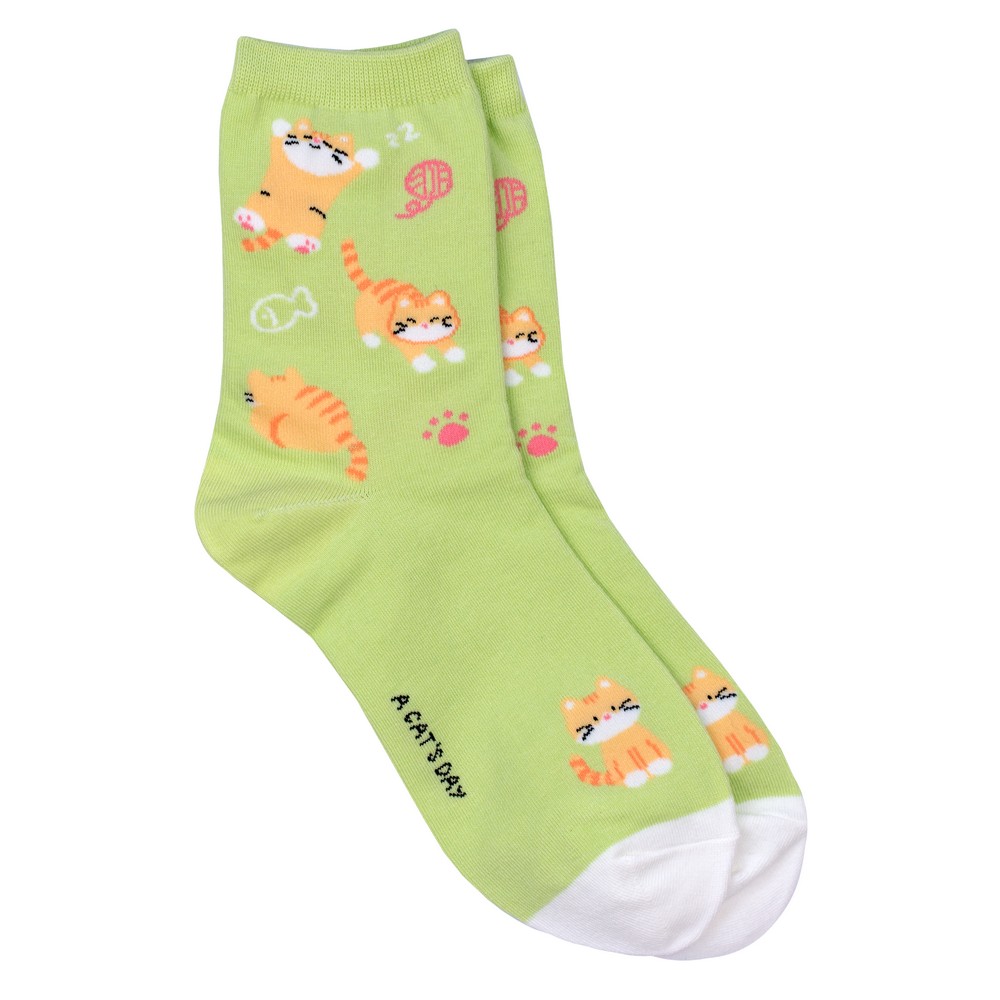 Socks cotton & spandex cat nap green