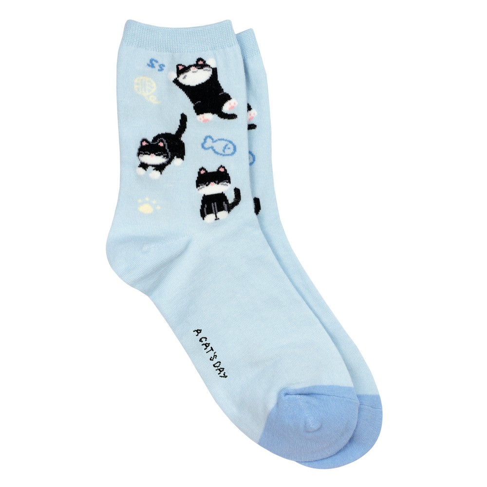 Socks cotton & spandex cat nap blue