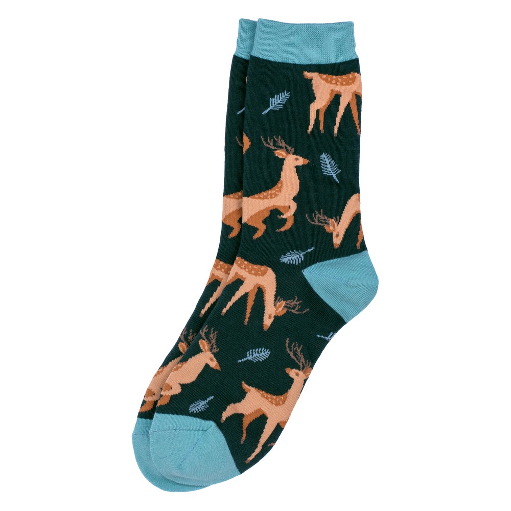Socks cotton & spandex woodland fawn teal green