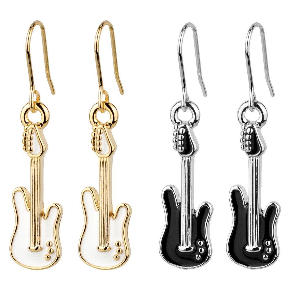 Drop earring enamel guitar assorted colours