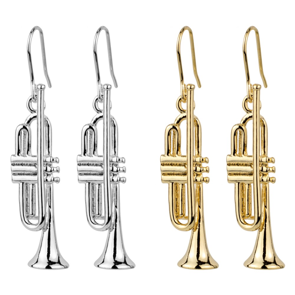 Drop earring trumpet silver & gold