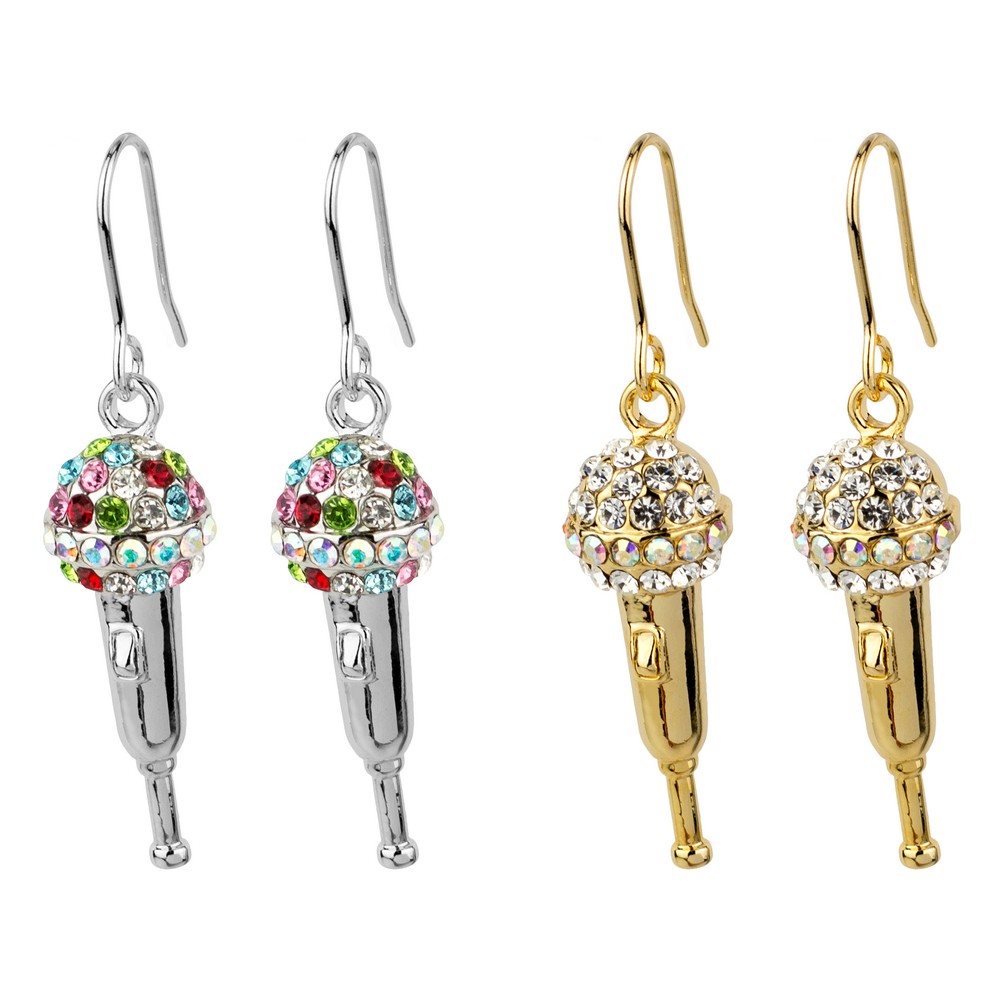 Drop earring crystal glass microphone