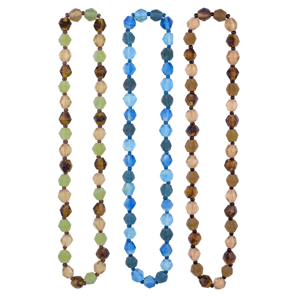 Bead string necklace recycled glass bottle gem natural revival multicoloured