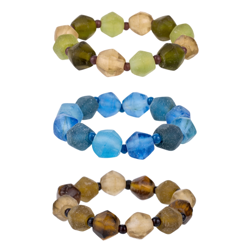 Bracelet recycled glass bottle gem natural revival multicoloured