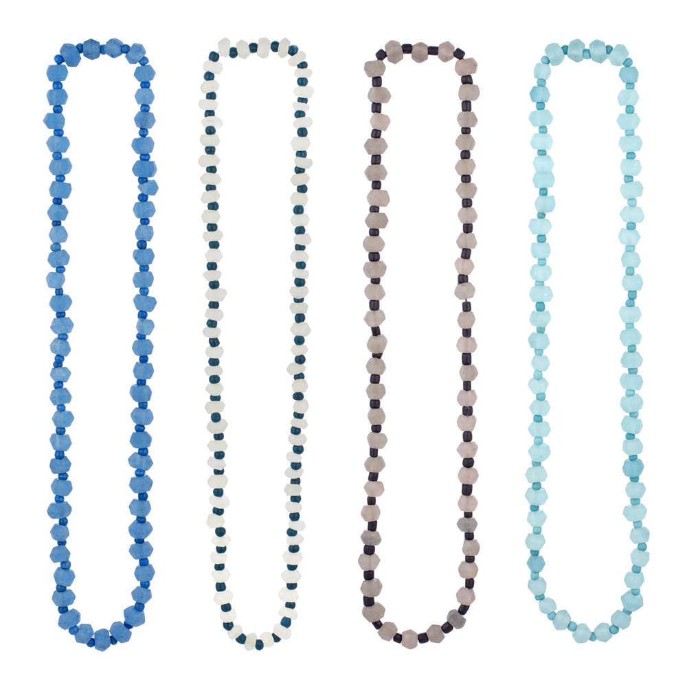 Bead string necklace recycled glass bottle rock ethereal nature assorted colours