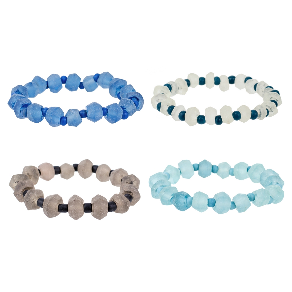 Bracelet recycled glass bottle rock ethereal nature assorted colours