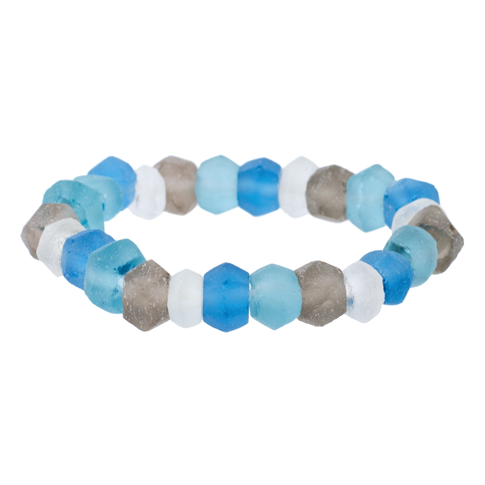Bracelet recycled glass bottle rock sea scape multicoloured
