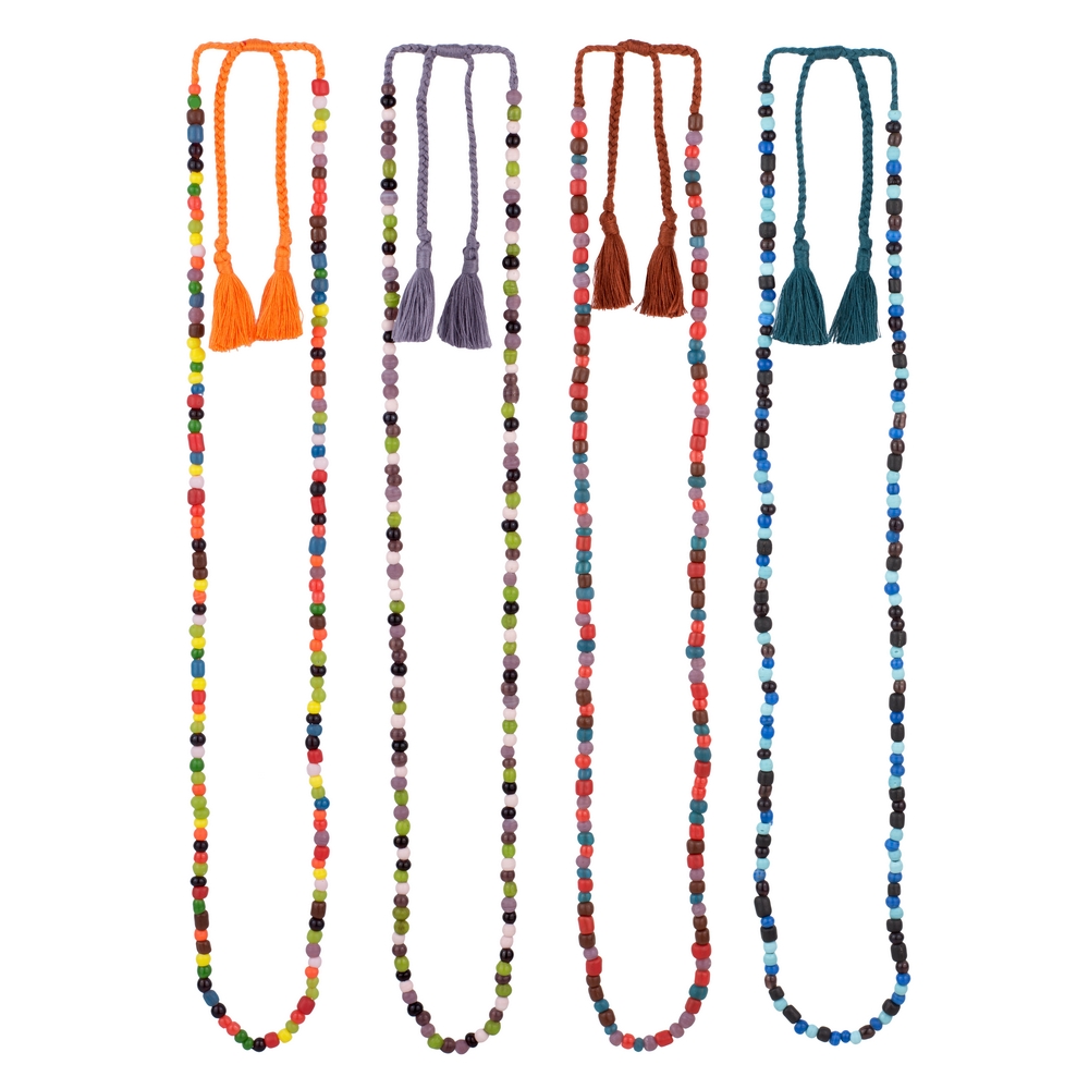 Bead string necklace recycled glass soft harmony on cotton assorted colours