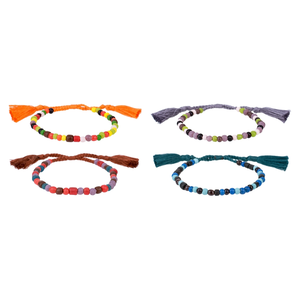 Bracelet recycled glass soft harmony on cotton multicoloured