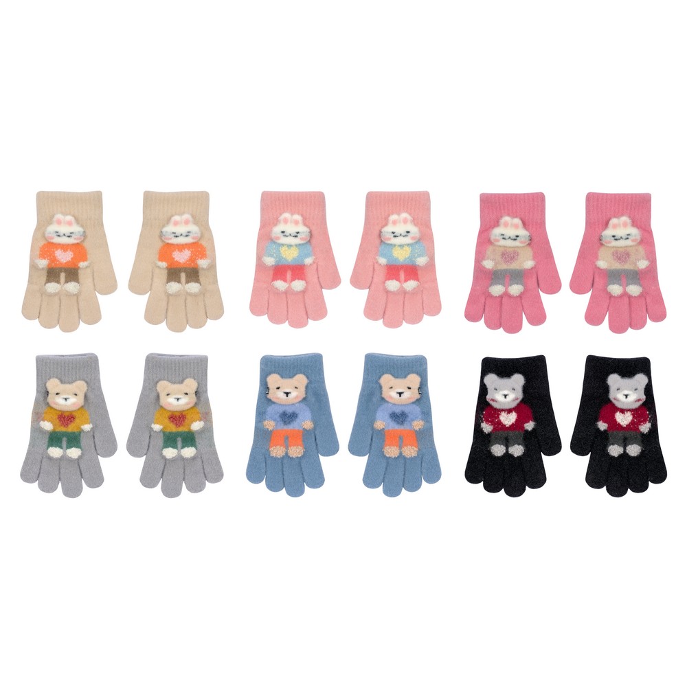 Gloves acrylic & spandex teddy & friends day out Age 3-6
