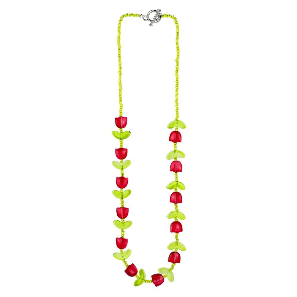 Necklace glass tulip red