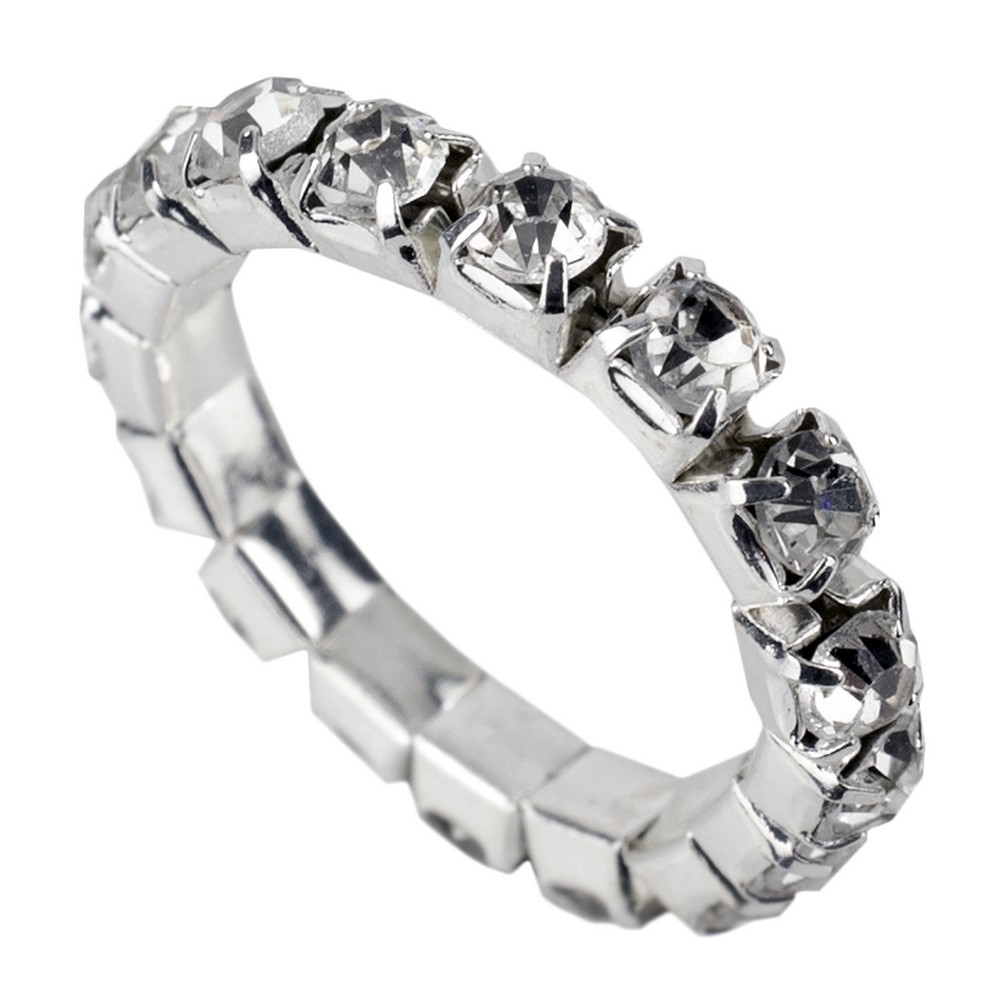 Ring acrylic clear faceted beads elasticated clear