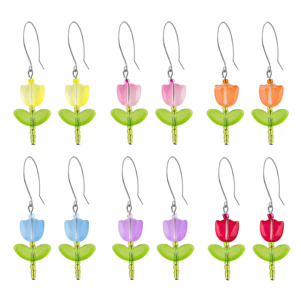 Drop earring glass tulip multicoloured