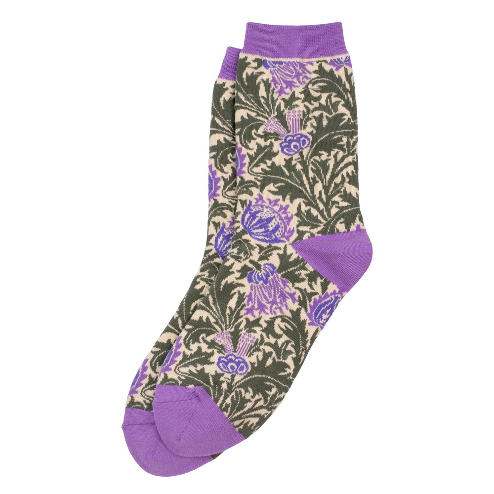 Socks cotton & spandex William Morris thistle purple