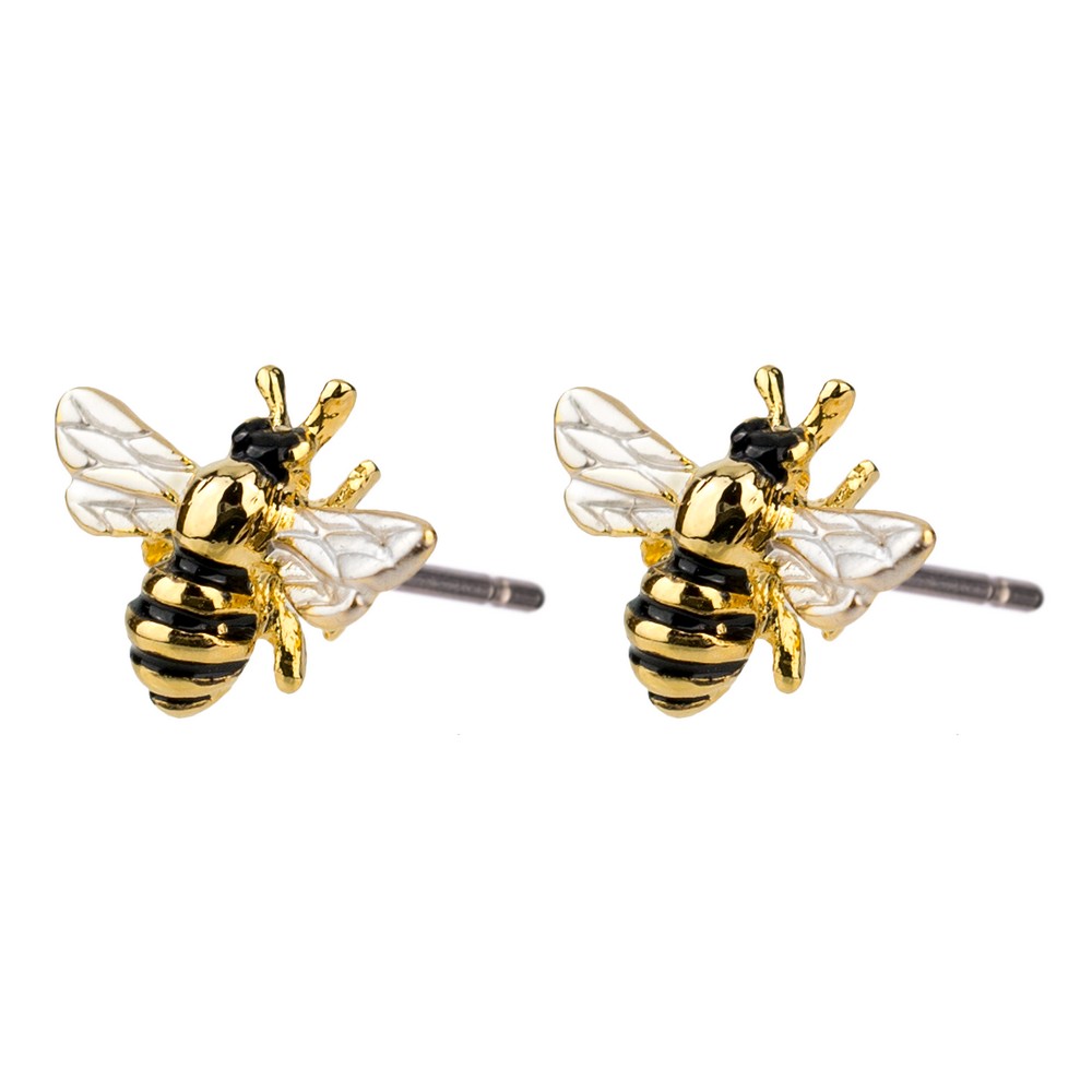 Stud earring enamel bee gold