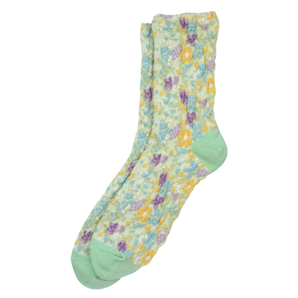 Socks cotton & spandex french floral green