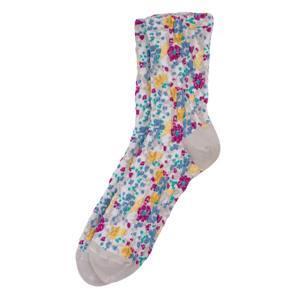 Socks cotton & spandex french floral grey