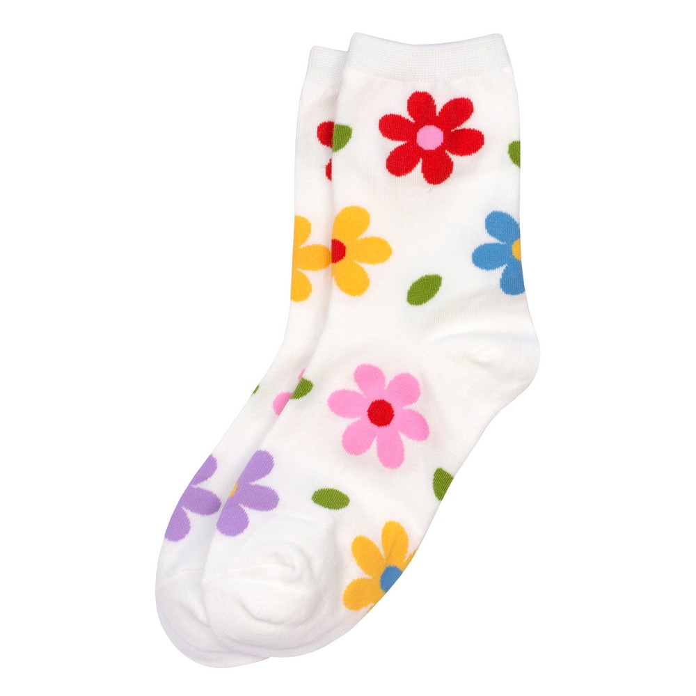 Socks cotton & spandex fresh flower white