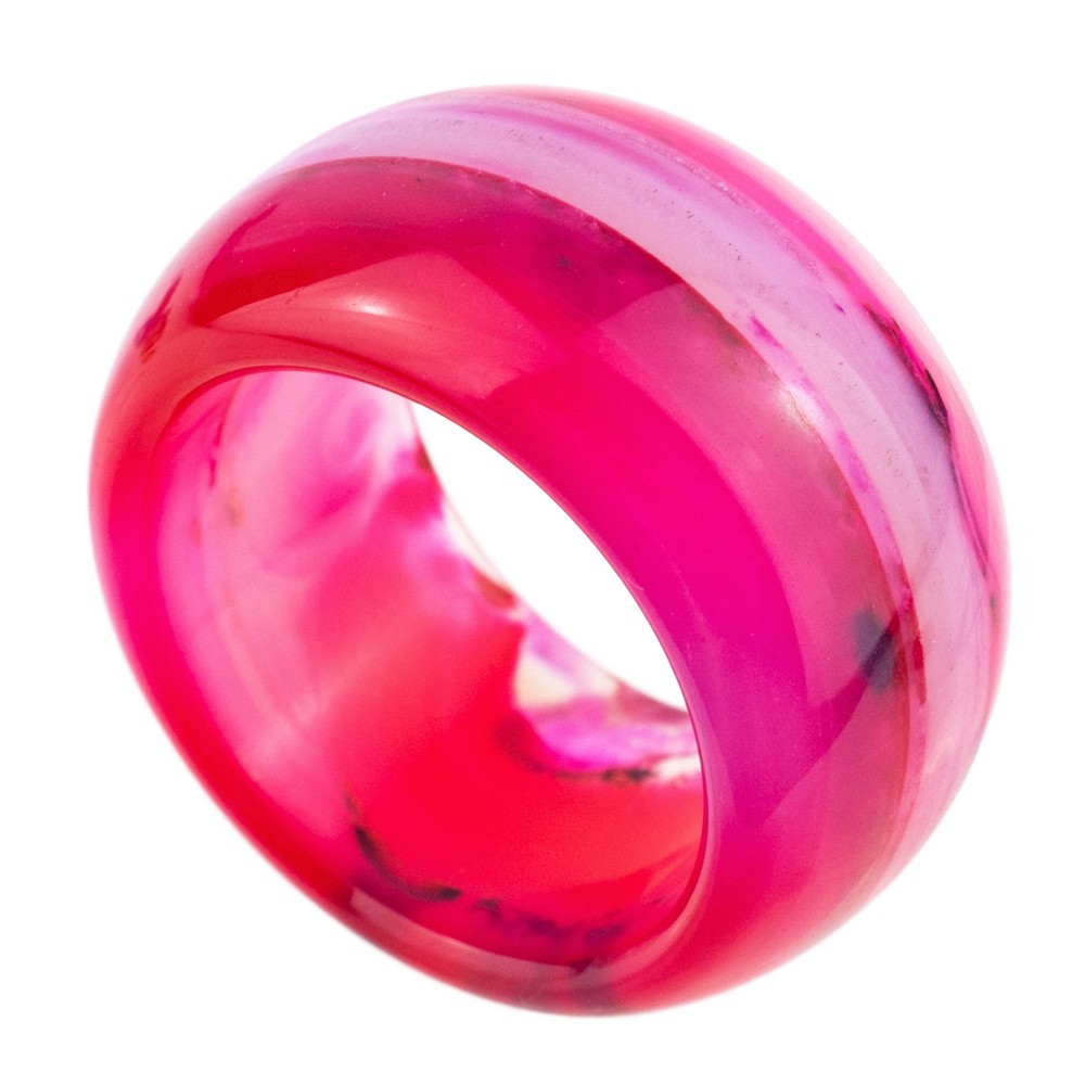 Ring stone agate fuchsia pink