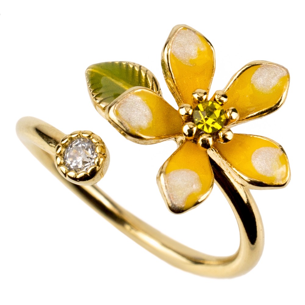 Ring enamel delicate petal flower