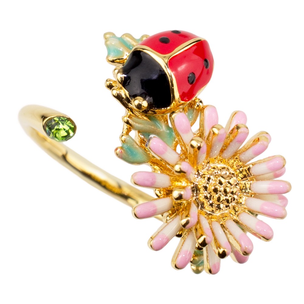 Ring enamel chrysanthemum with ladybird