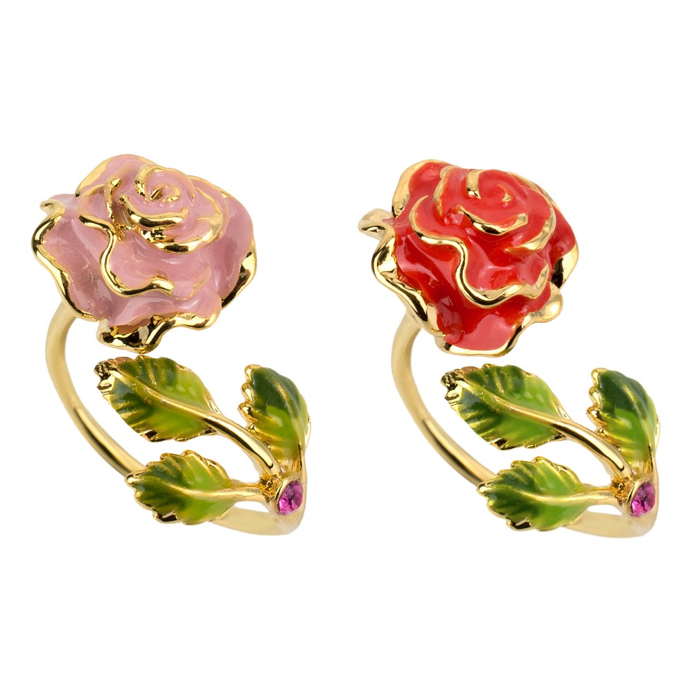 Ring enamel trailing rose assorted colours