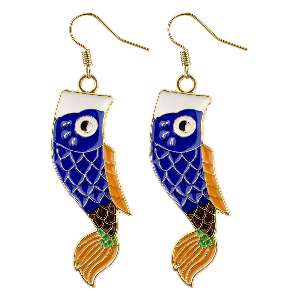 Drop earring carp blue