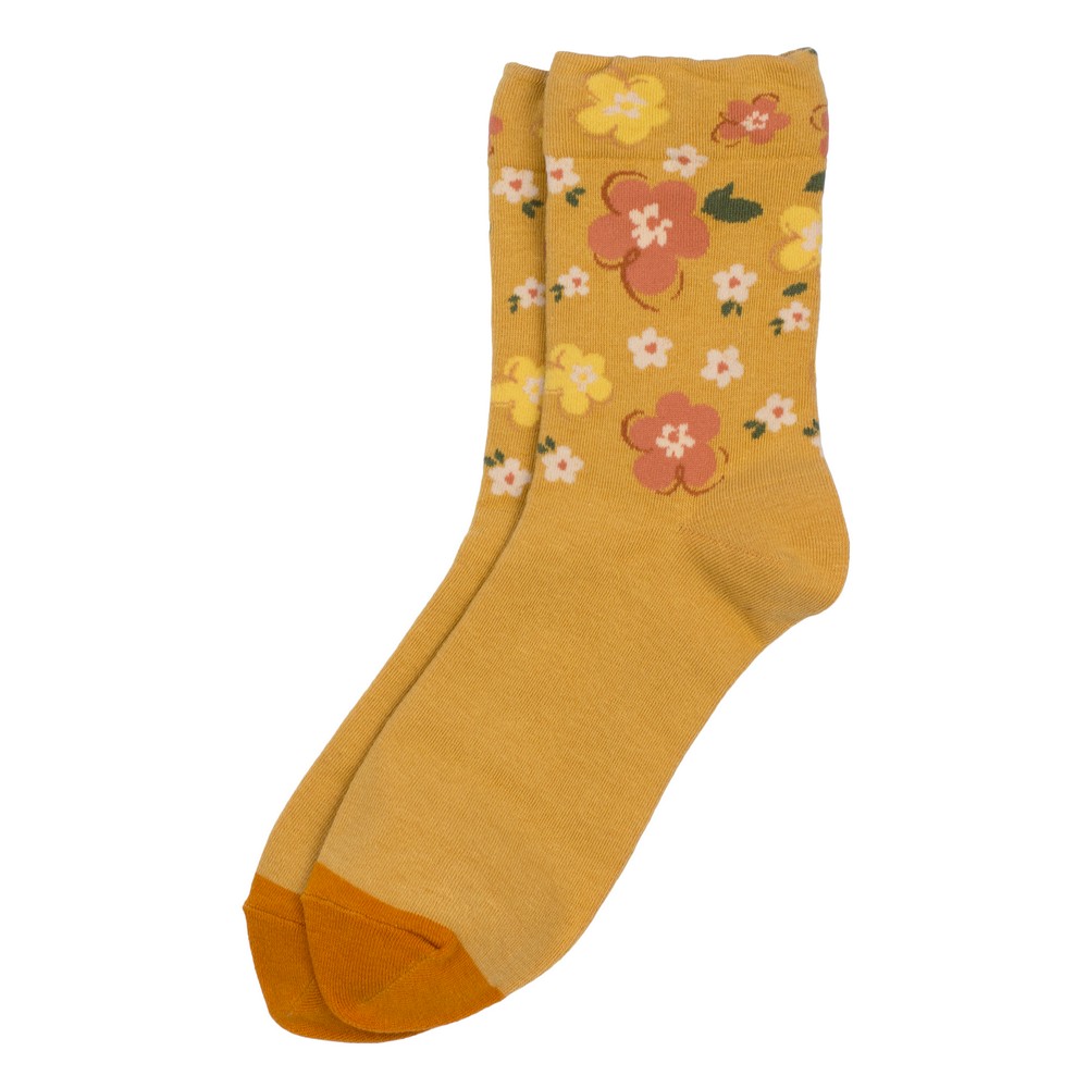 Socks cotton & spandex secret garden mustard yellow