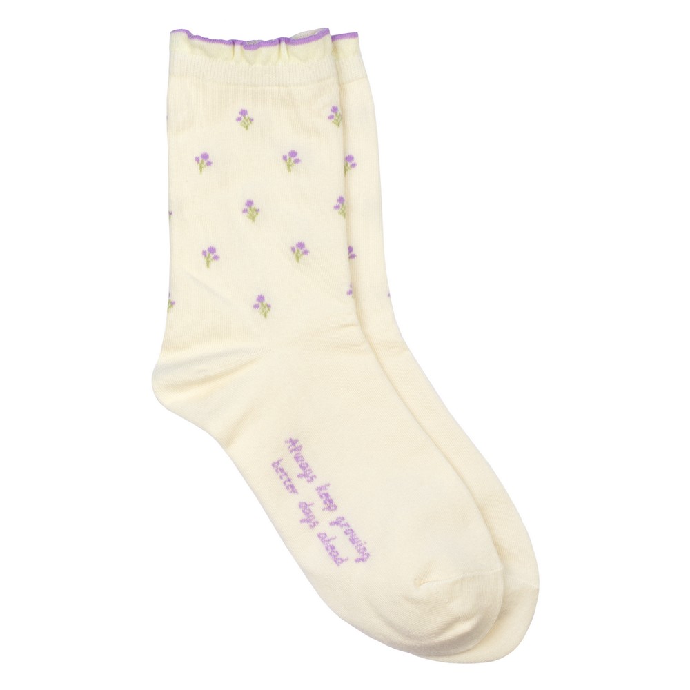 Socks cotton & spandex petit french sprig white