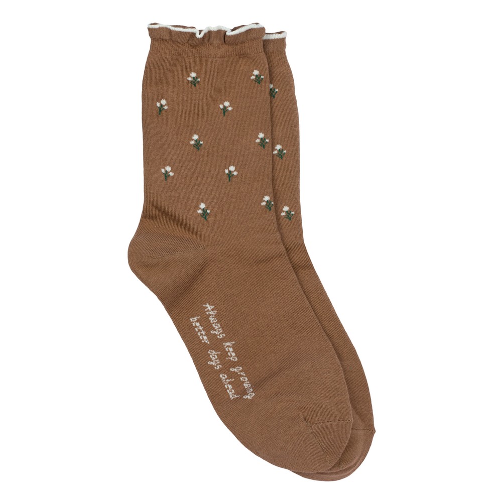 Socks cotton & spandex petit french sprig brown