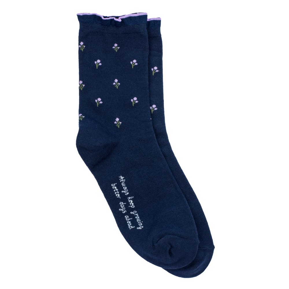 Socks cotton & spandex petit french sprig navy blue