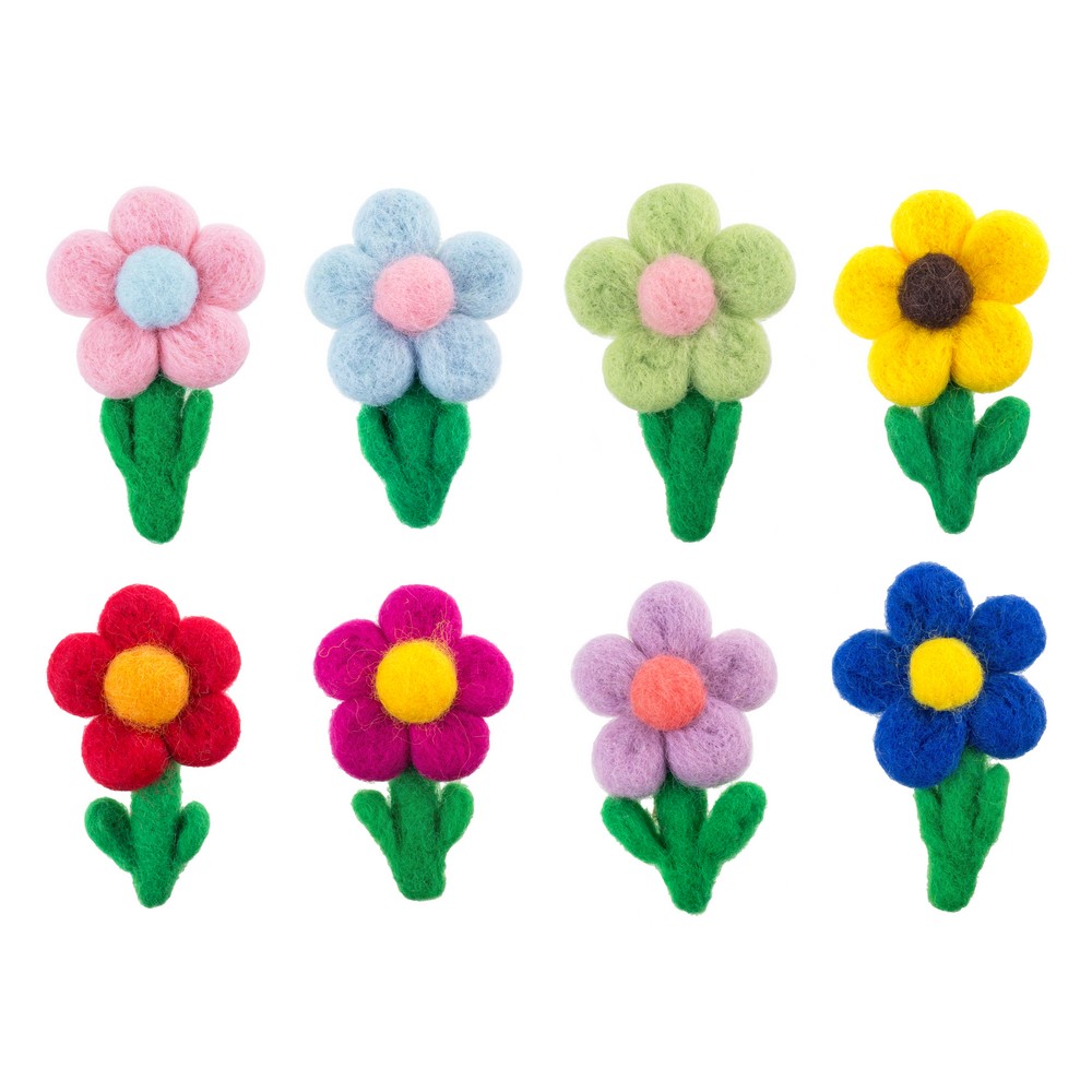 Clutch pin brooch felt petal flower assorted colours