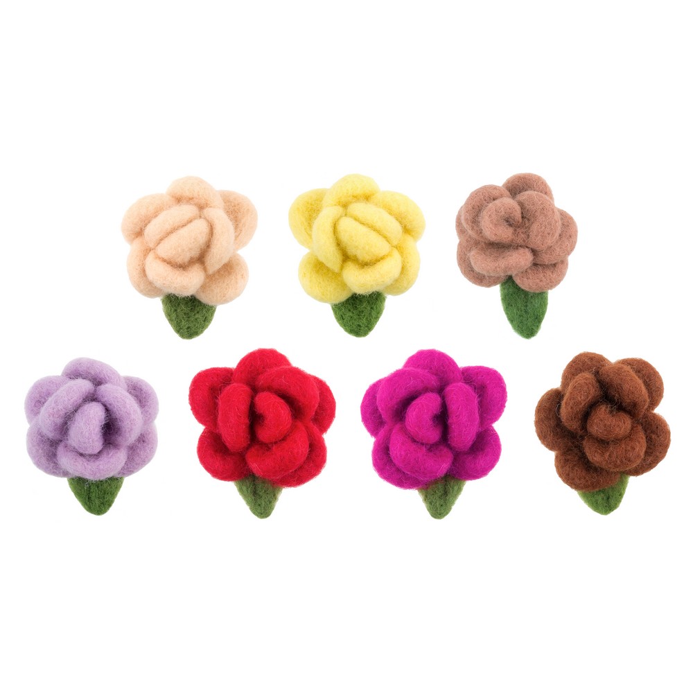 Clutch pin brooch felt rose flower assorted colours